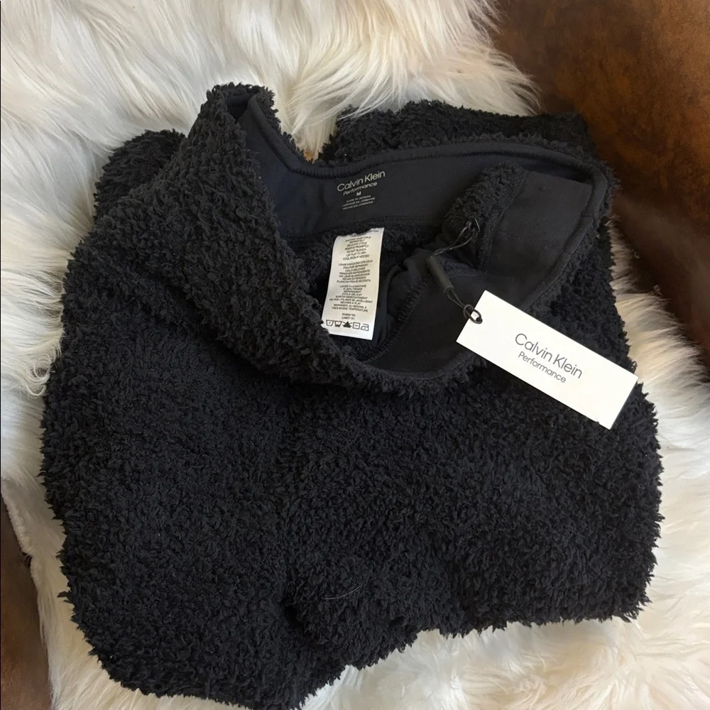 Calvin Klein Performance | NWT Black Shaggy Knit Sherpa Teddy Pull-On Joggers M